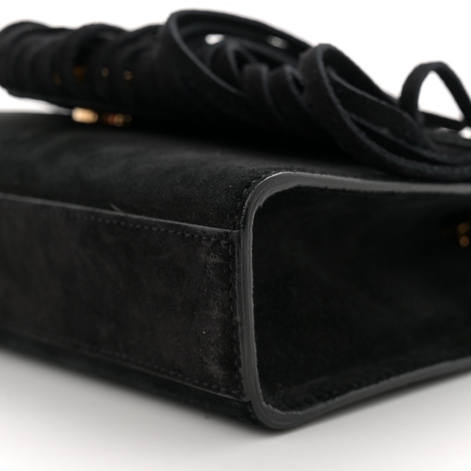 Saint Laurent Suede Fringe Small Monogram Satchel Black 10 of 11