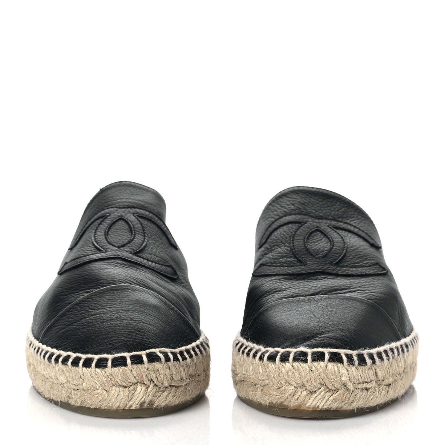 Calfskin CC Espadrille Mules 40 Black