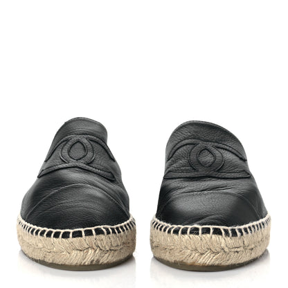 Chanel Calfskin CC Espadrille Mules 40 Black 2 of 10