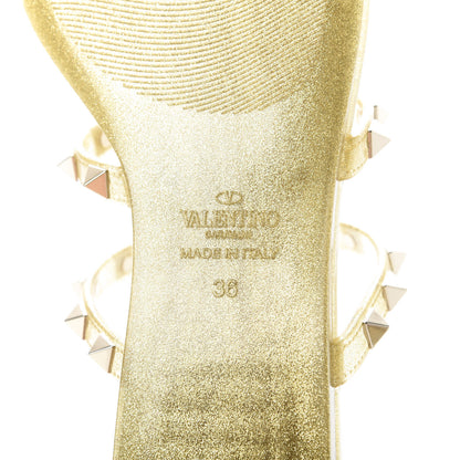 Valentino Garavani PVC Jelly Glitter Rockstud Caged Flat Thong Sandals 36 Oro 8 of 9