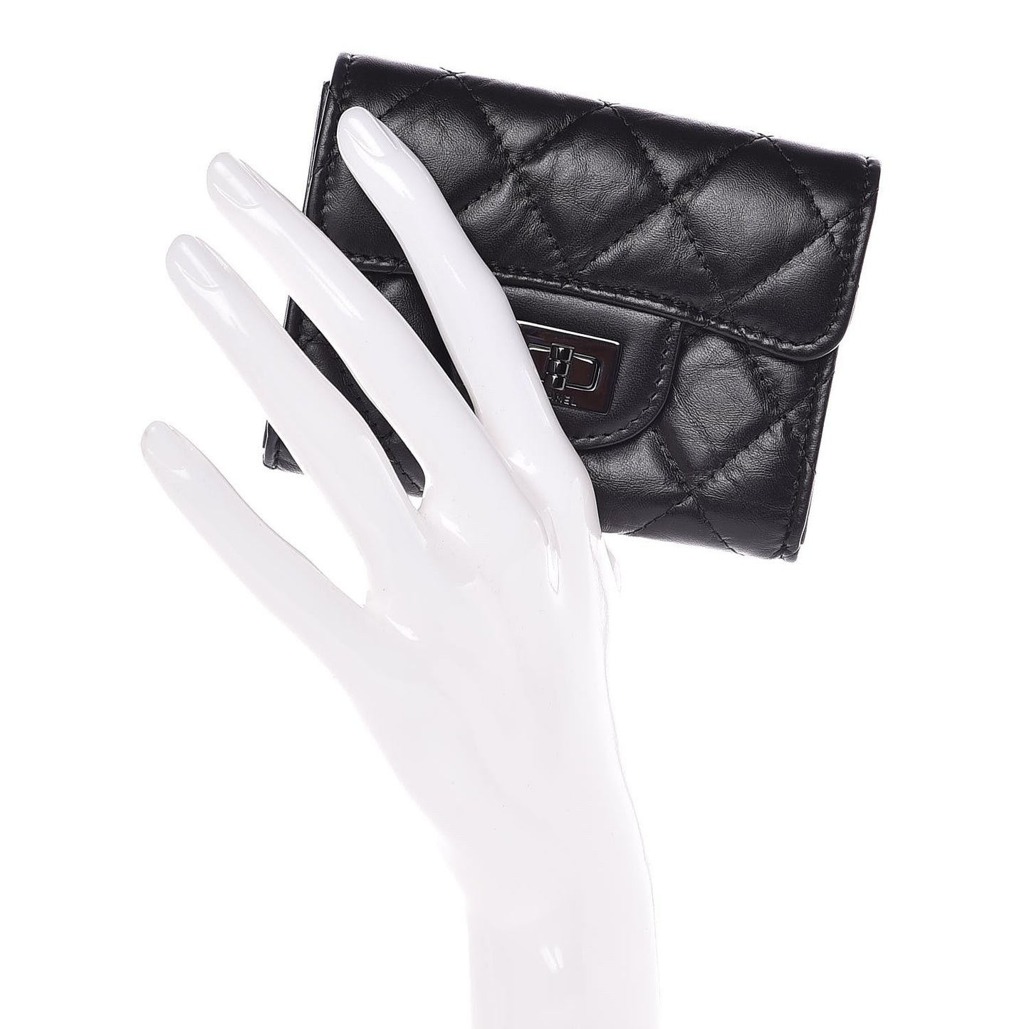 Aged Calfskin Quilted Reissue Flap Card Holder Wallet So Black