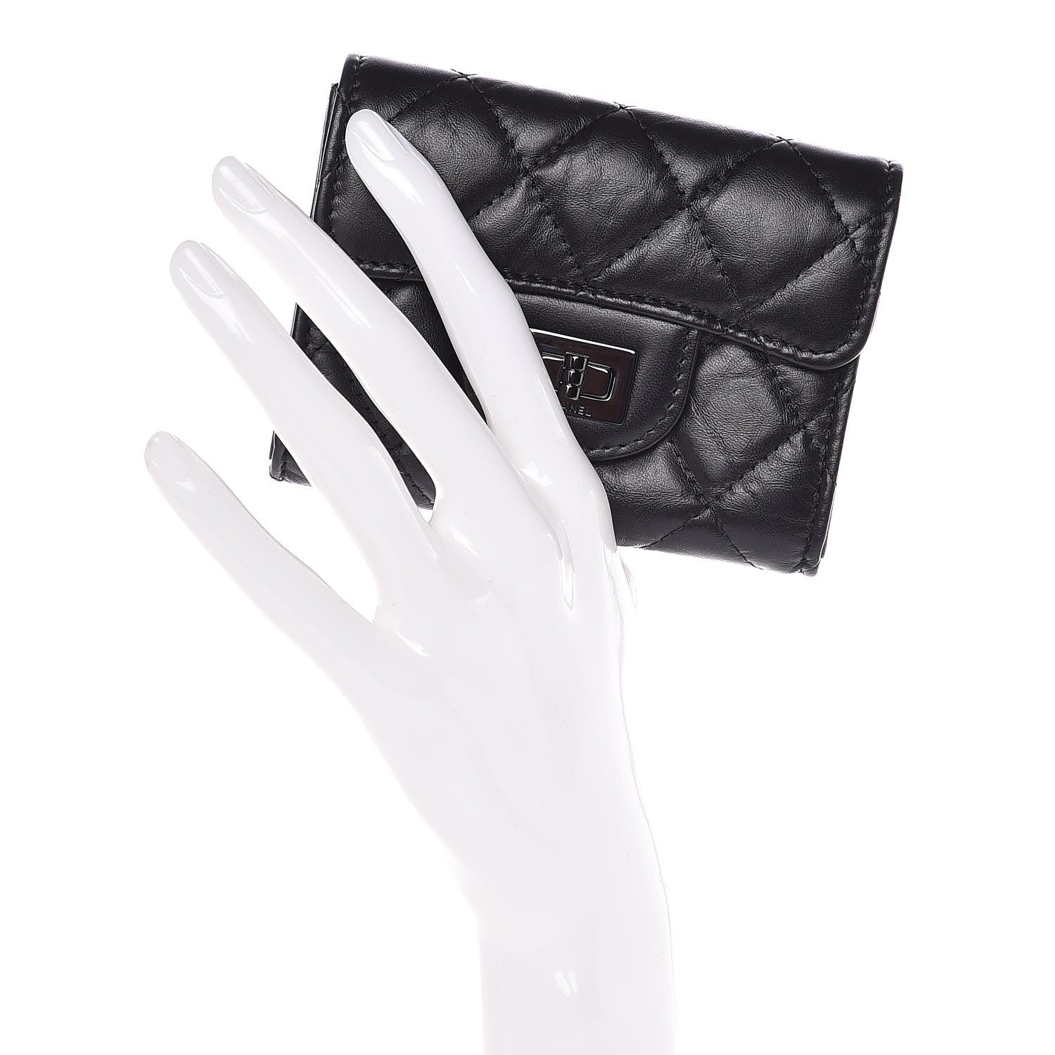 Chanel Aged Calfskin Quilted Reissue Flap Card Holder Wallet So Black 2 of 9