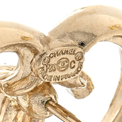 Chanel Metal Crystal CC Logo Heart Earrings Gold 4 of 4