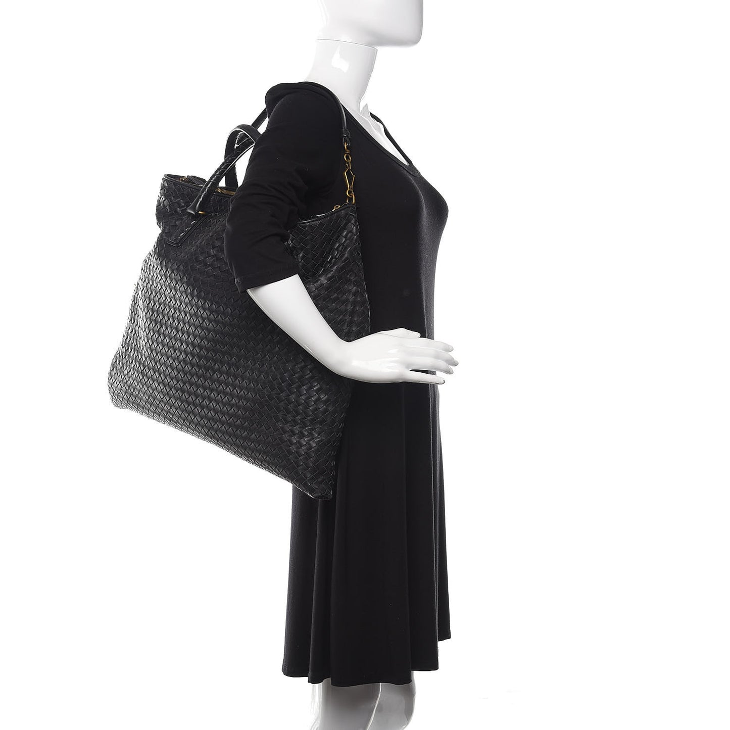 Nappa Intrecciato Medium Convertible Tote Black
