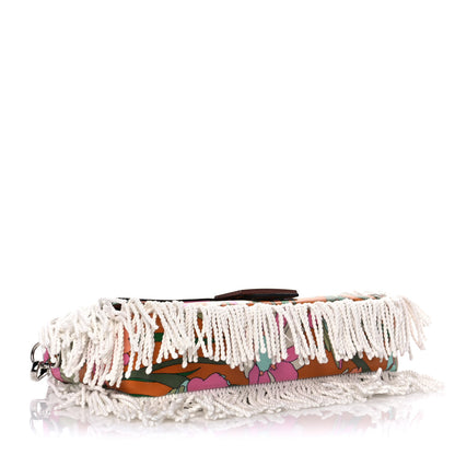 Fendi Coated Canvas Fringe Maxi Daisies Baguette Arancio White Multicolor 4 of 10