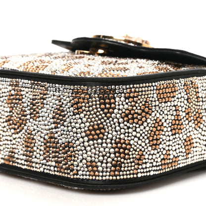 Versace Satin Crystal Studded Leopard Mini La Medusa Bag Black 8 of 9