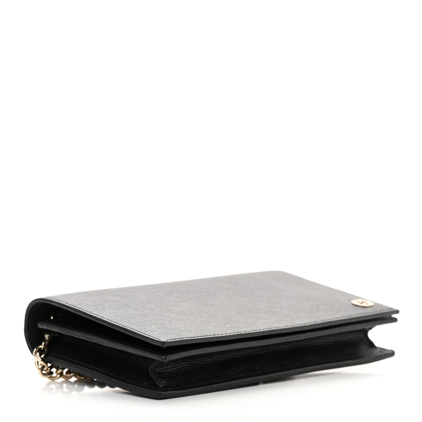Textured Calfskin Medium Betty Chain Wallet Black
