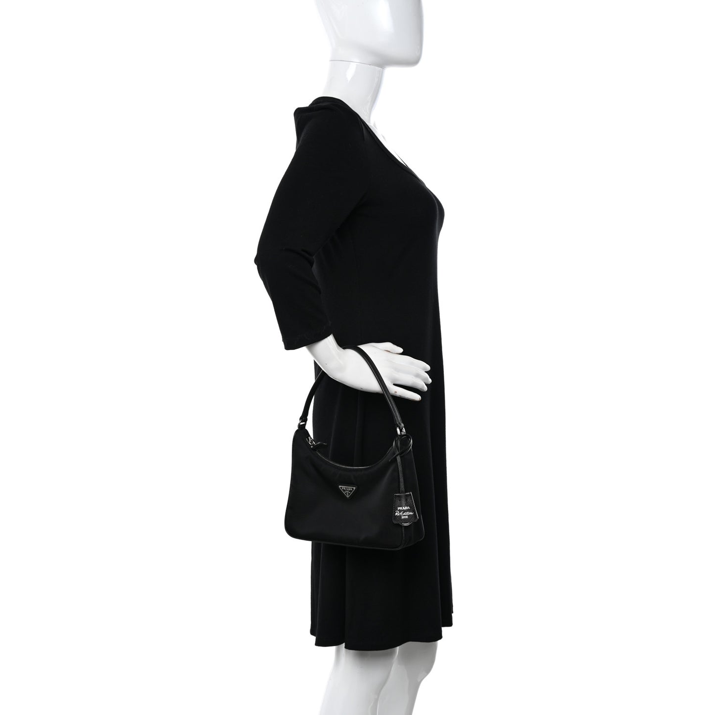 Tessuto Nylon Saffiano Mini Re-Edition 2005 Bag Black