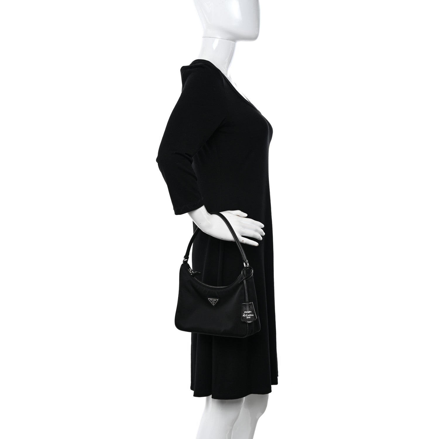 Prada Tessuto Nylon Saffiano Mini Re-Edition 2005 Bag Black 2 of 13