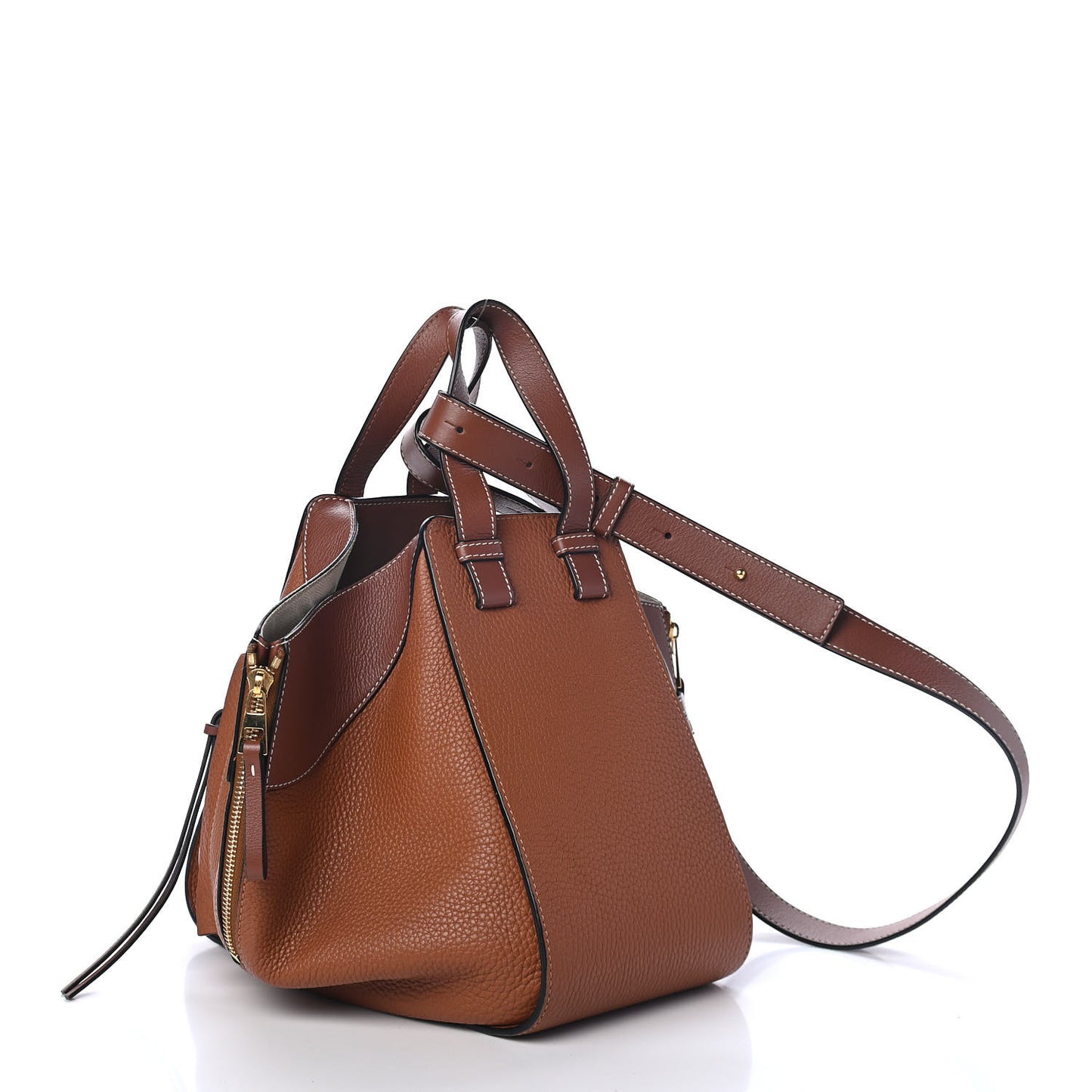 Grained Calfskin Small Hammock Shoulder Bag Tan