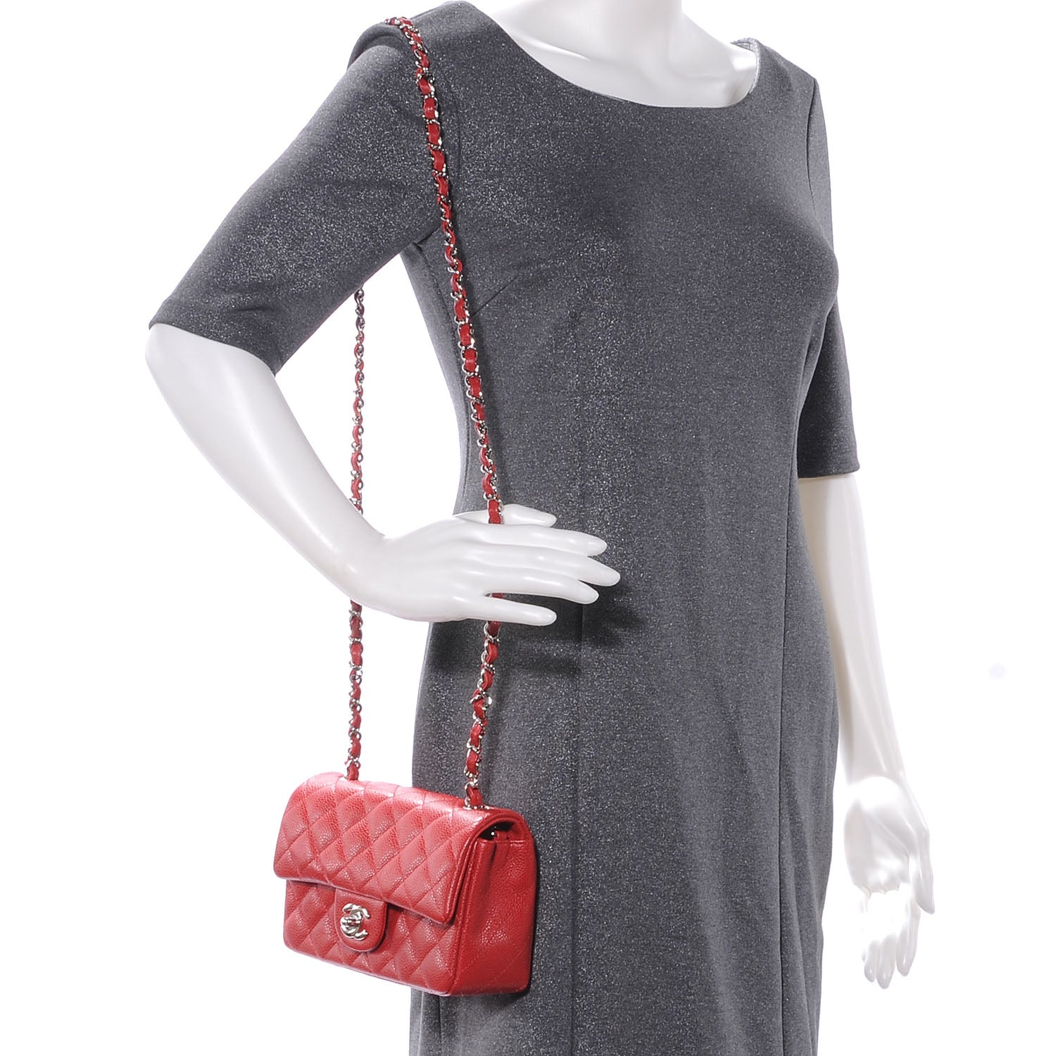 Chanel Caviar Quilted Mini Flap Red 2 of 8