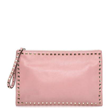 Valentino Garavani Vitello Large Rockstud Zip Wristlet Pouch Pop Gardenia 1 of 10
