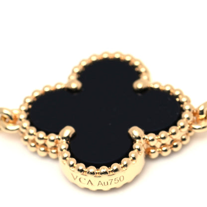 Van Cleef & Arpels 18K Yellow Gold Black Onyx 5 Motifs Vintage Alhambra Bracelet 4 of 7