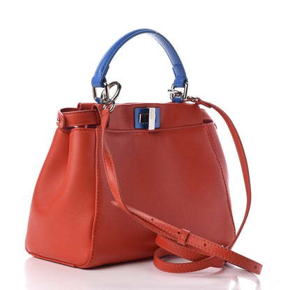 Fendi Nappa Colorblock Mini Peekaboo Iconic Satchel Papavero Bubblegum Blue Royal 3 of 11