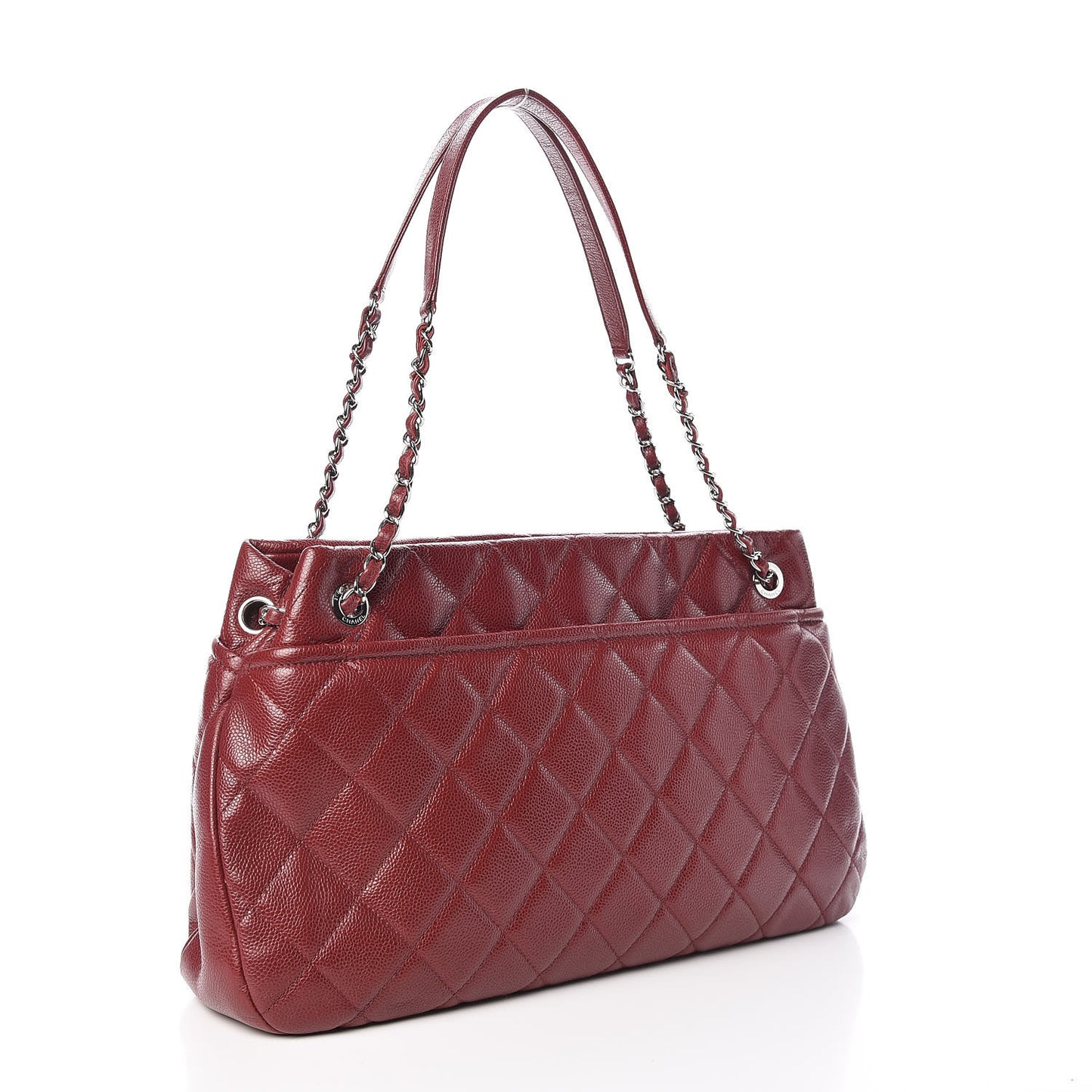 Caviar Quilted Timeless CC Soft Tote Dark Red