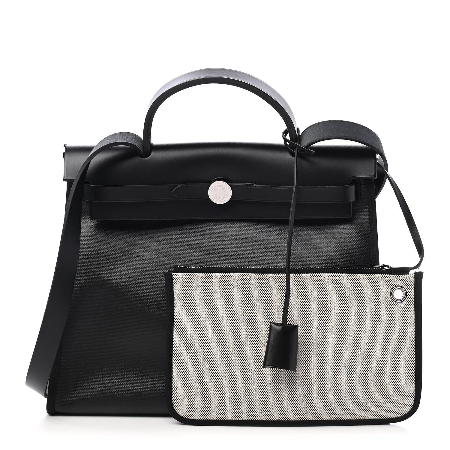 Hermes Toile H Berline Vache Hunter Herbag Zip PM 31 Black Ecru 1 of 10