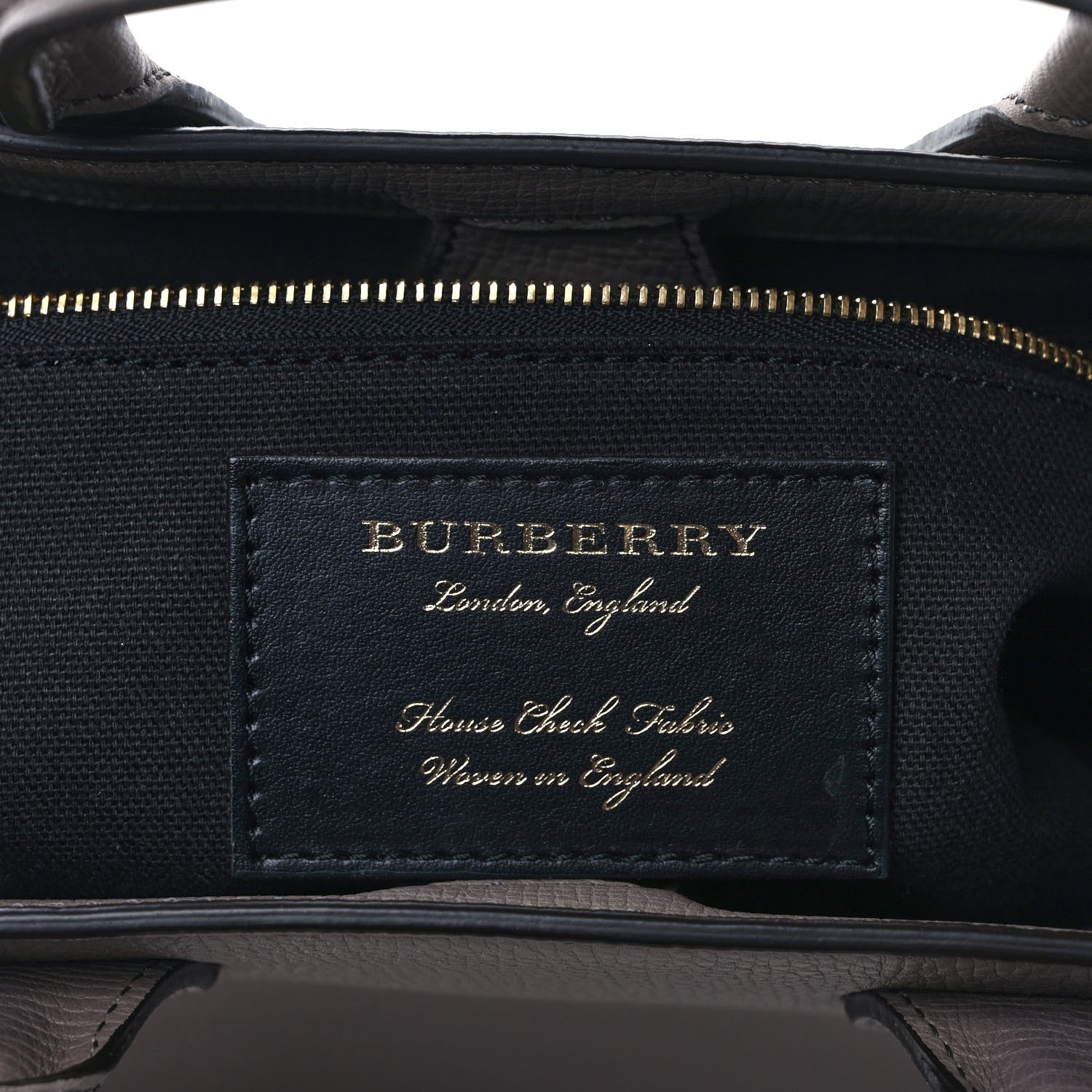 Burberry Derby Calfskin House Check Small Banner Tote Thistle Grey 6 of 10