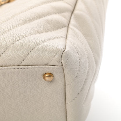 Chanel Caviar Chevron Quilted Coco Handle Shopping Tote Ivory 13 of 13
