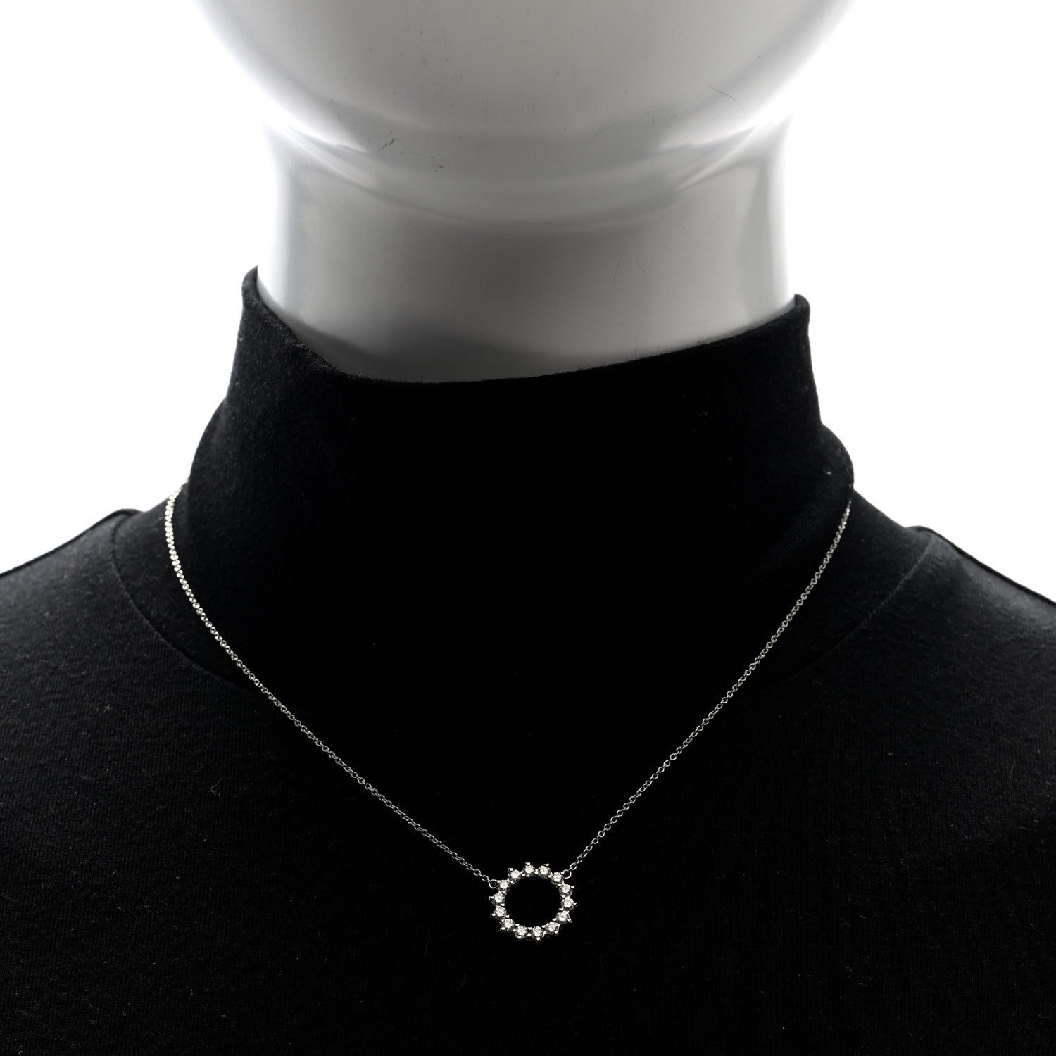 Tiffany Platinum Diamond Small Open Circle Pendant Necklace 2 of 4