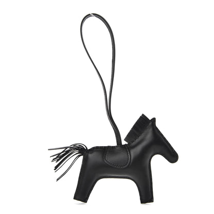 Hermes Milo Lambskin Grigri Rodeo Horse Bag Charm MM So Black 1 of 4