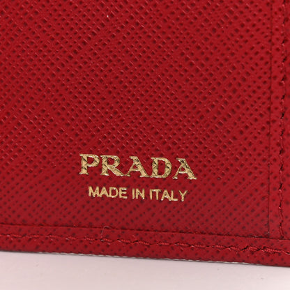 Prada Saffiano Zip Top Compact Wallet Fuoco 6 of 6