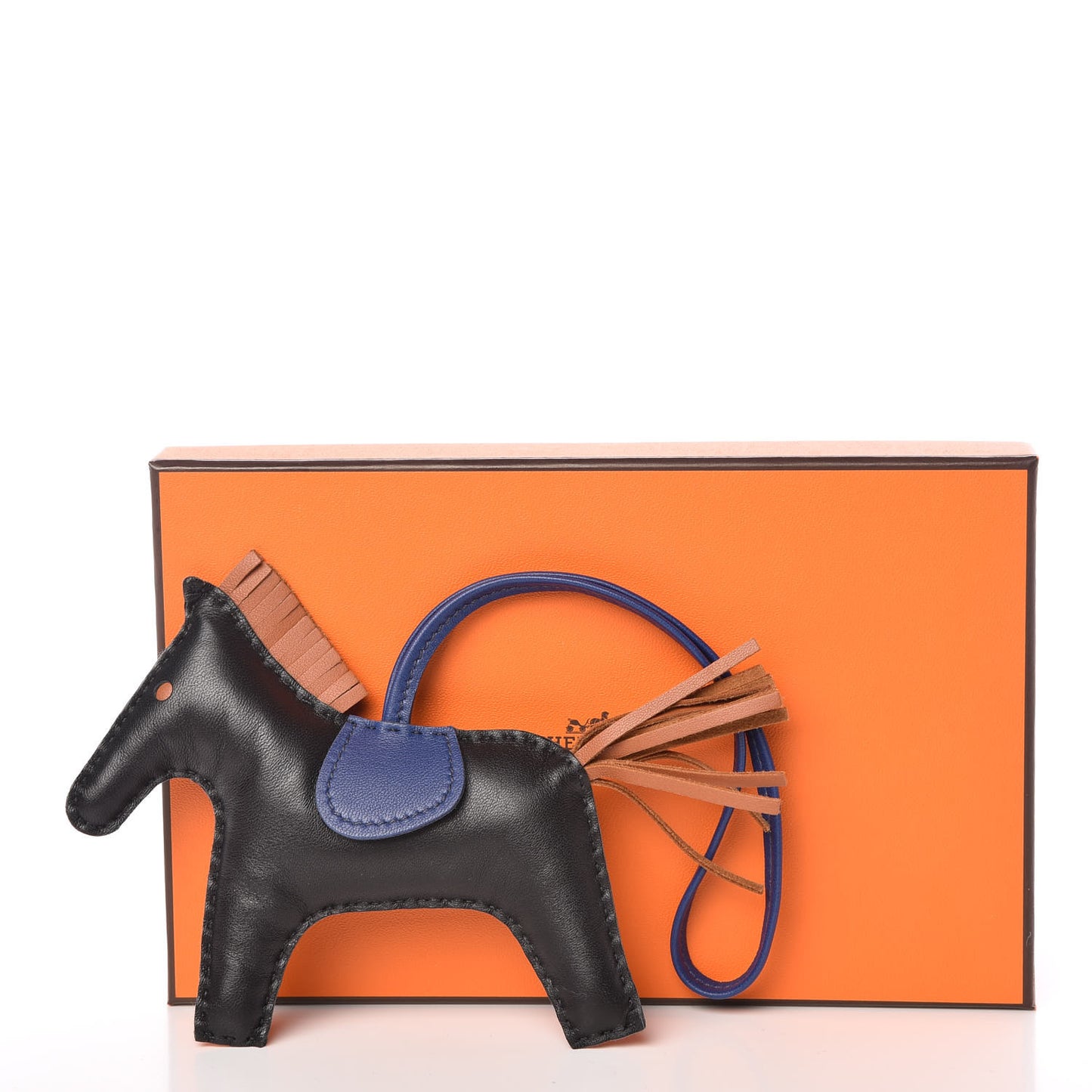 Milo Lambskin Grigri Rodeo Horse Bag Charm MM Black Bleu Saphir Gold