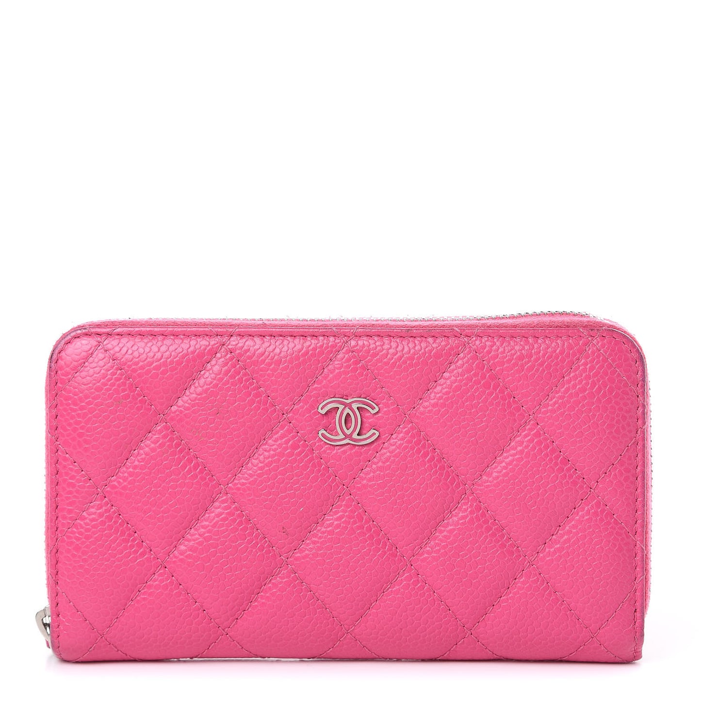 Caviar Quilted Medium Zip Around Wallet Pink