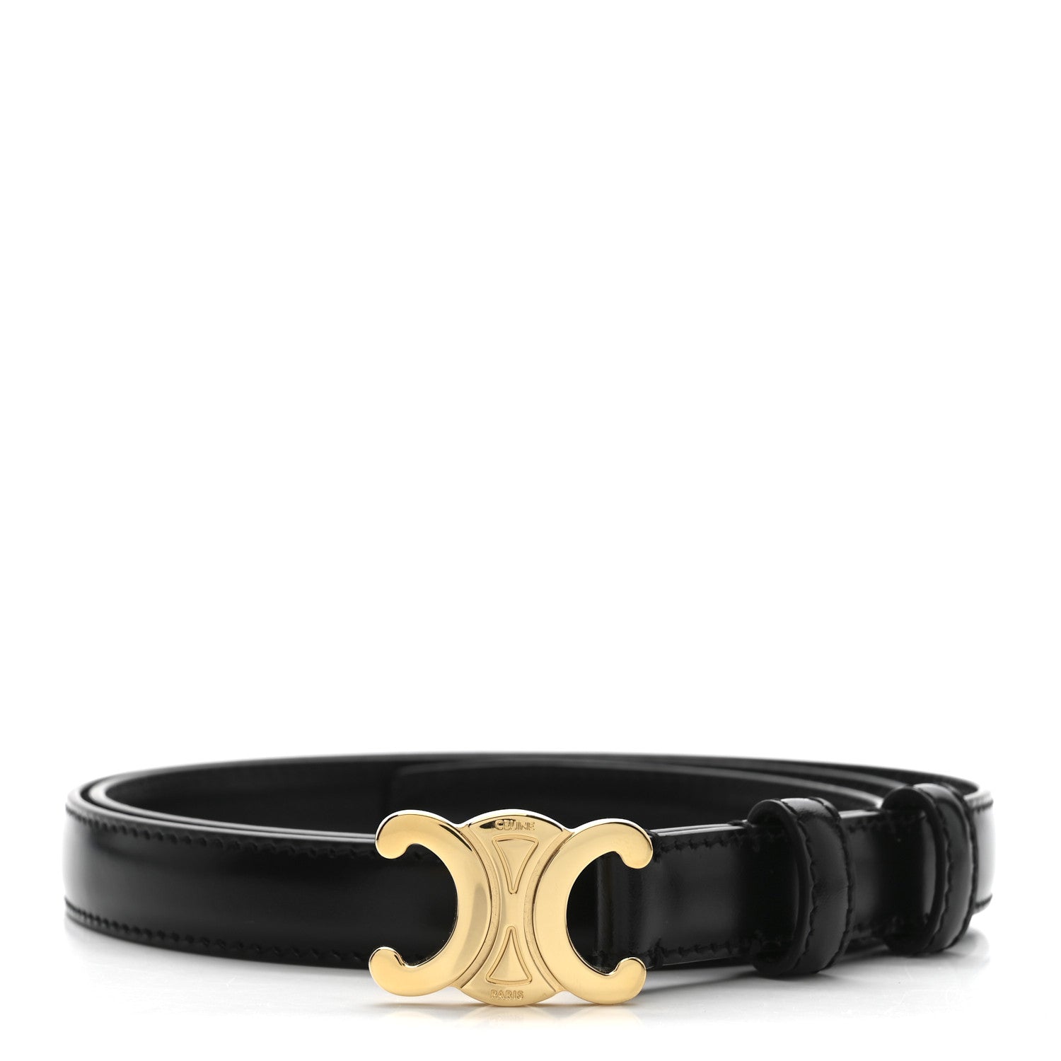 Celine Box Calfskin Medium 25mm Triomphe Belt 90 36 Black 1 of 6