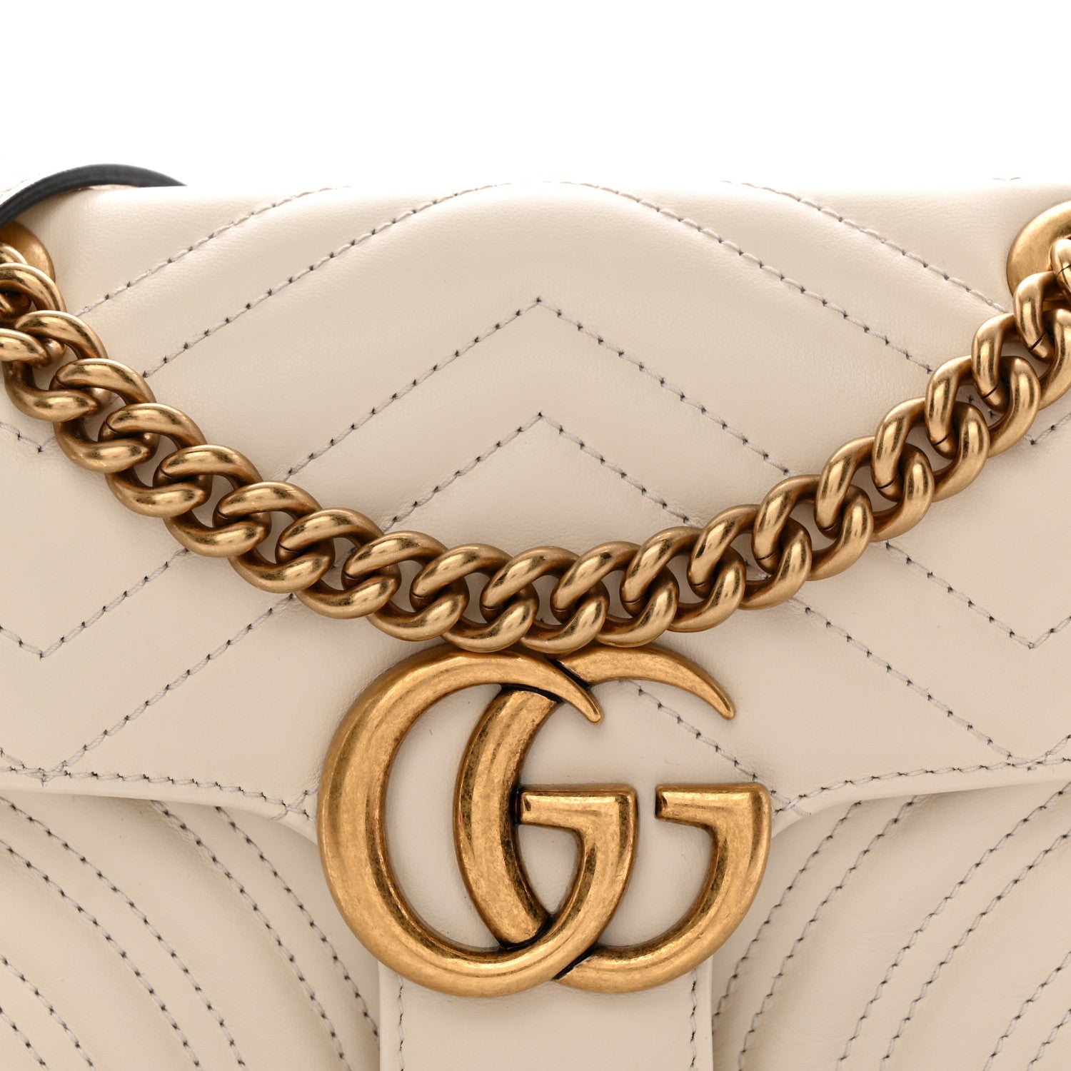 Gucci Calfskin Matelasse Mini GG Marmont Shoulder Bag White 8 of 12