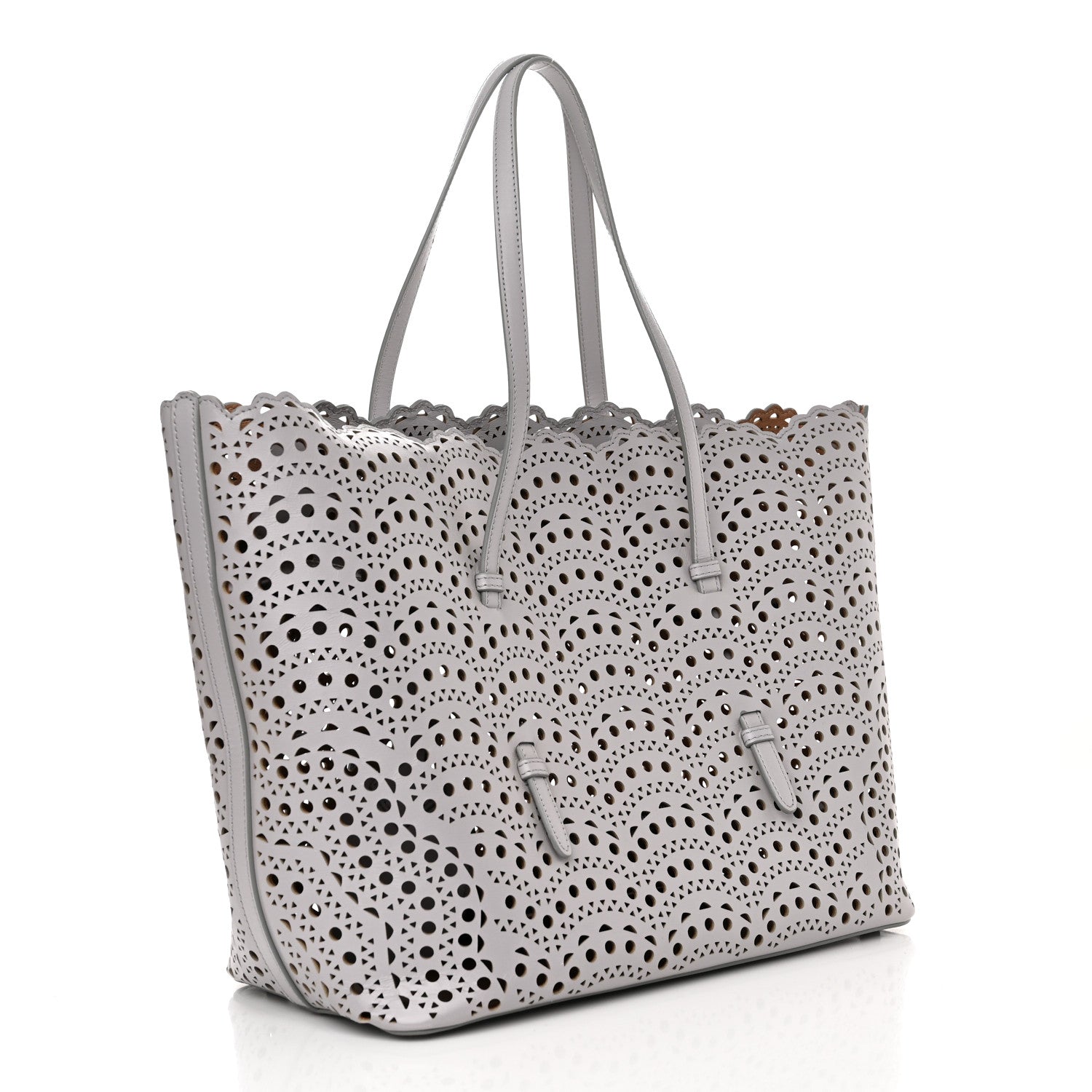 Alaia Lux Calfskin Vienne Wave Mina 32 Bag Perle 9 of 12