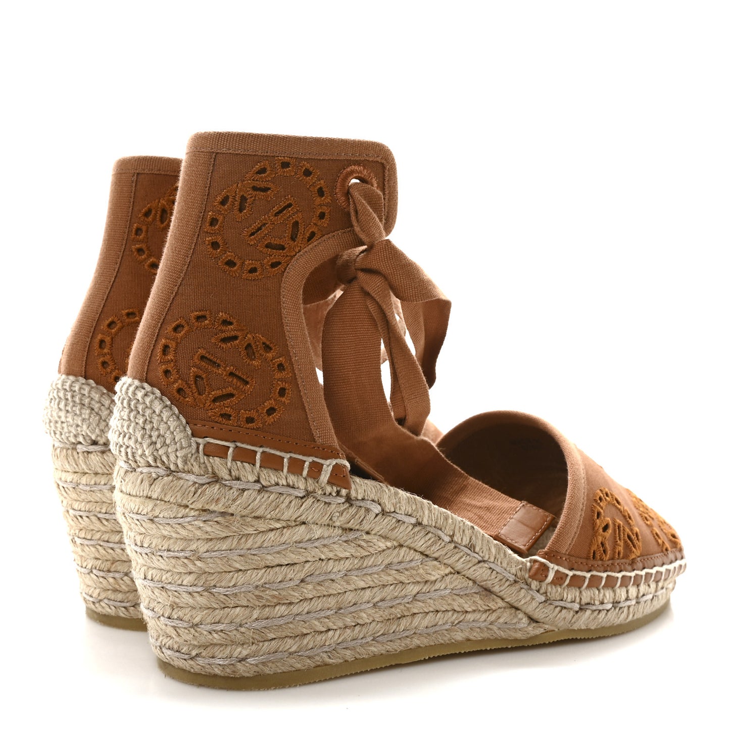 Canvas Interlocking G Espadrille Sandals 36 Blondie Cognac