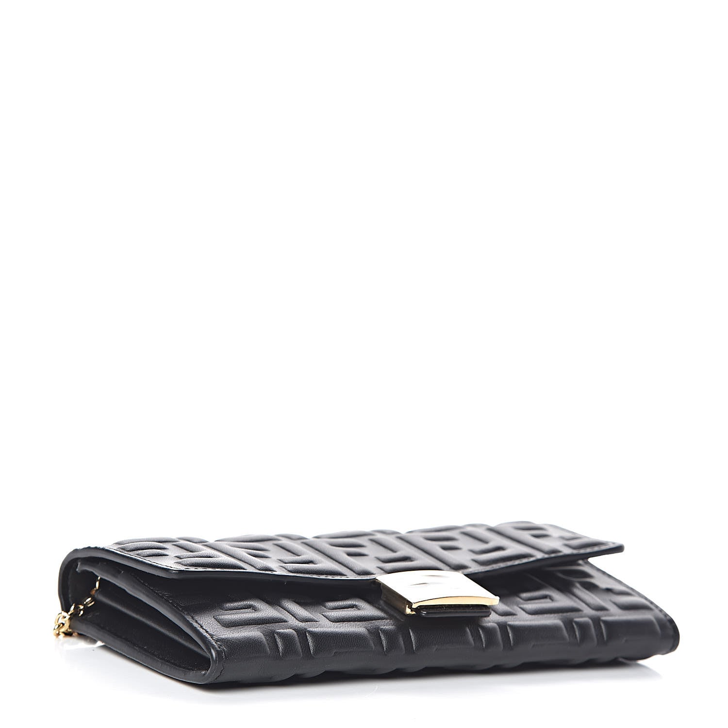Fendi Nappa Matisse FF Embossed Continental Wallet On Chain Black 4 of 10