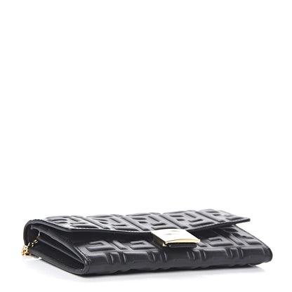 Fendi Nappa Matisse FF Embossed Continental Wallet On Chain Black 4 of 10