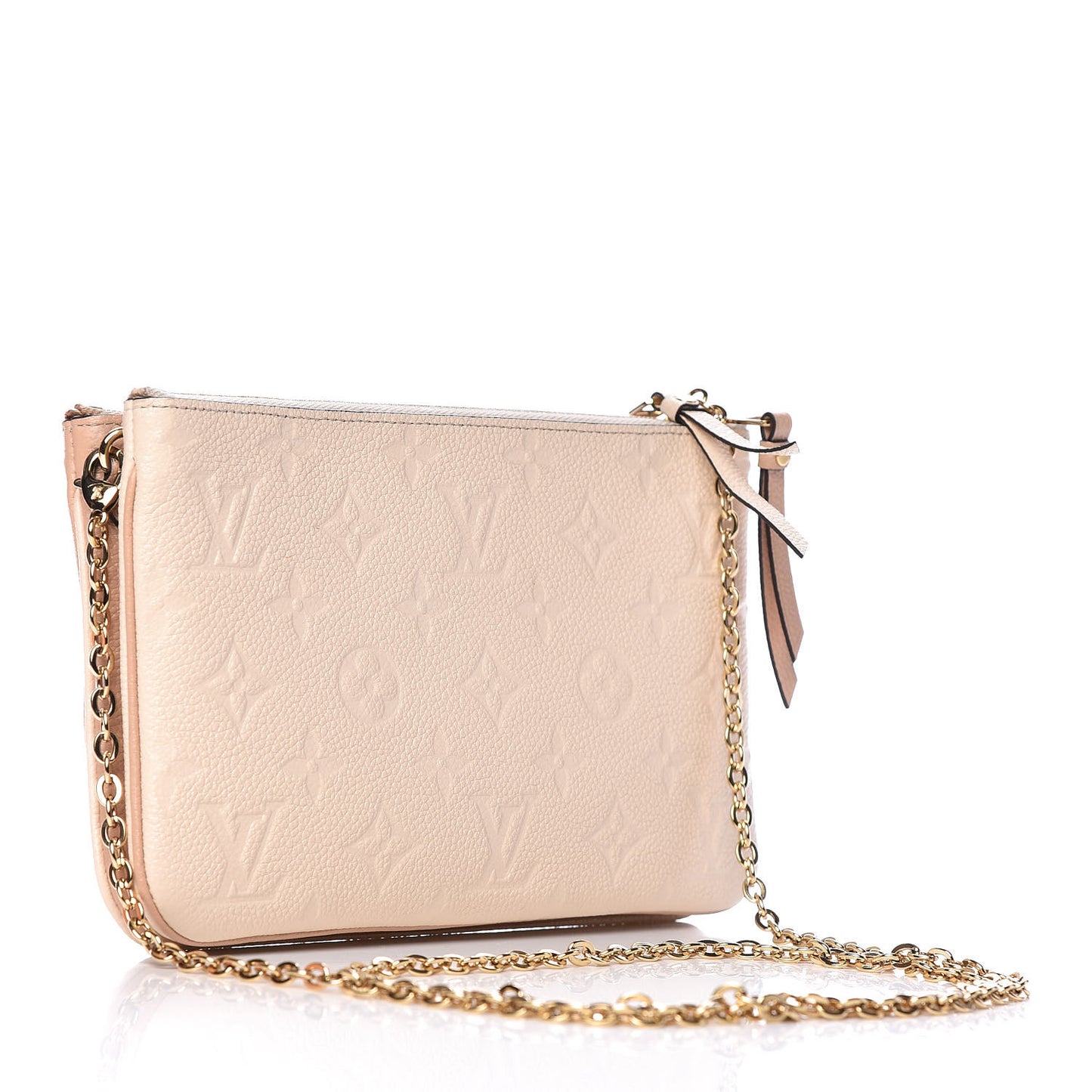 Empreinte Double Zip Pochette Beige Rose Creme