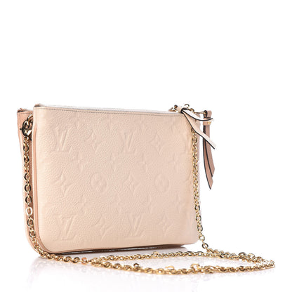 Louis Vuitton Empreinte Double Zip Pochette Beige Rose Creme 3 of 12