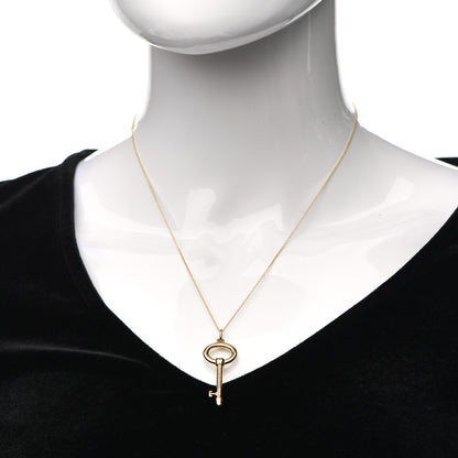 Tiffany 18K Yellow Gold Small Oval Key Pendant Necklace 2 of 5