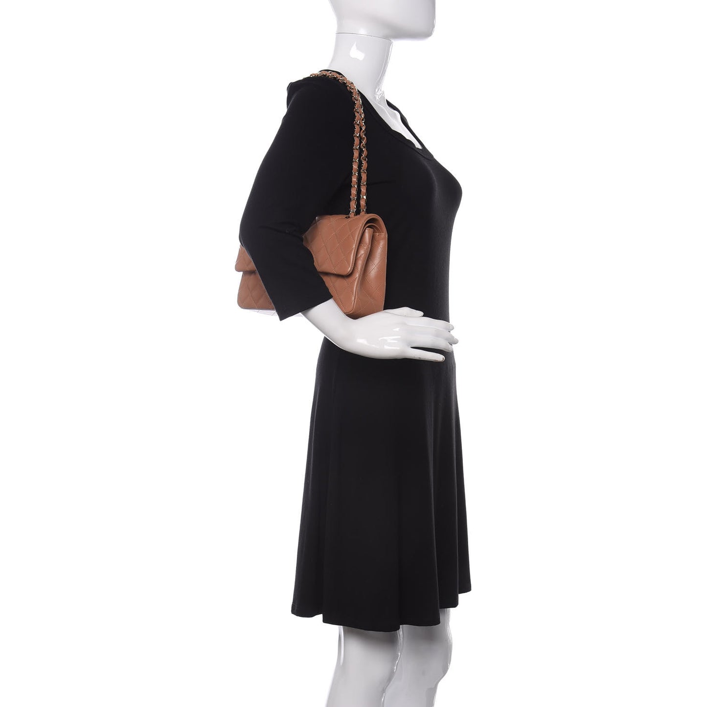 Lambskin Quilted Medium Double Flap Brown