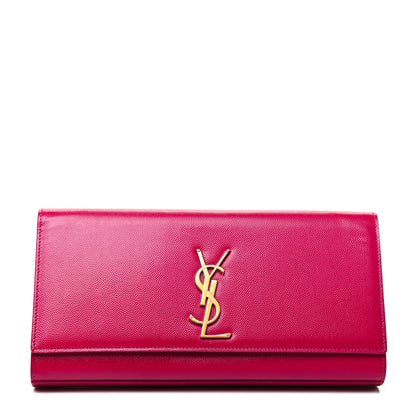 Saint Laurent Patent Grain De Poudre Classic Monogram Cassandre Clutch Fuchsia 1 of 6