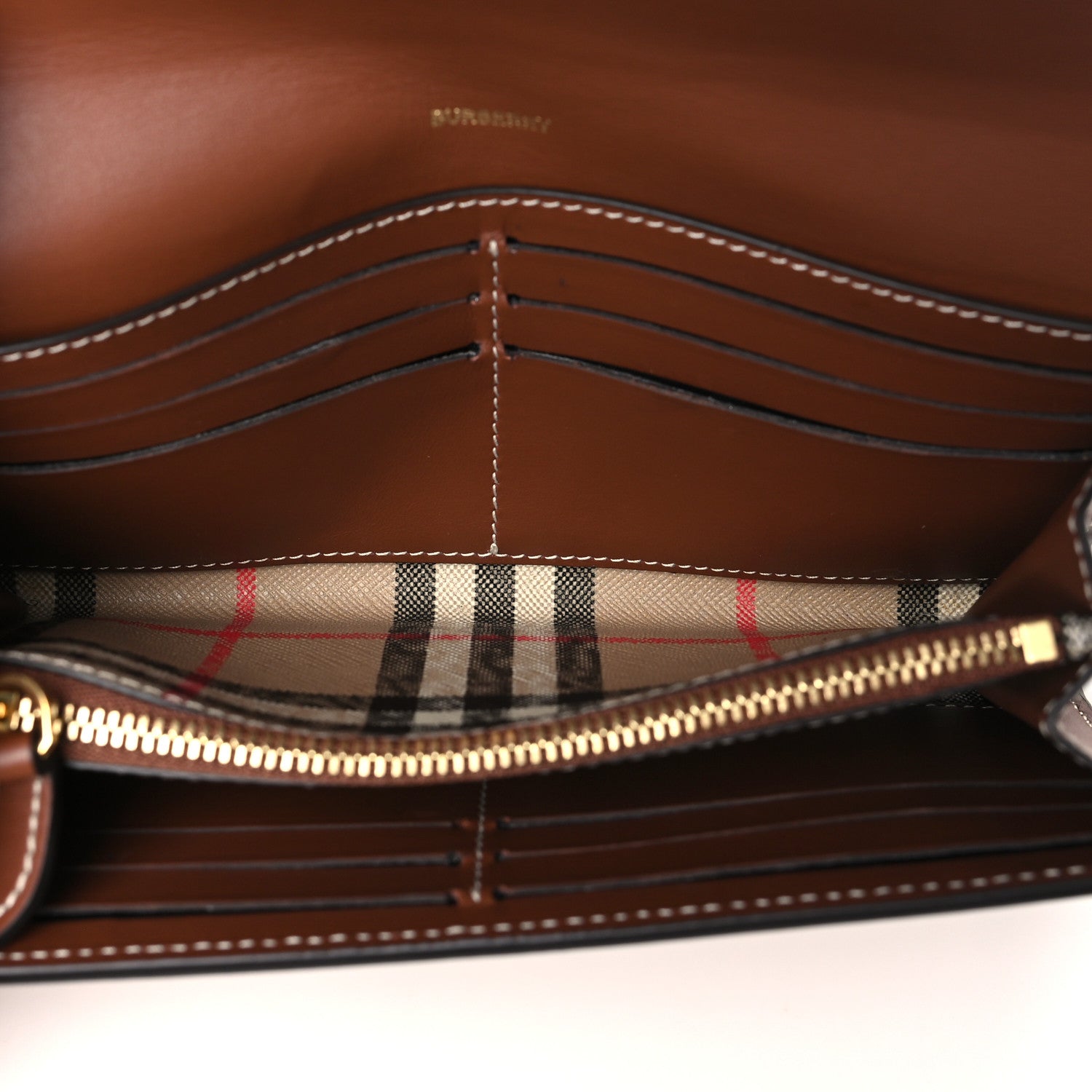 Burberry Vintage Check Grain Calfskin Halton Wallet Tan 5 of 7