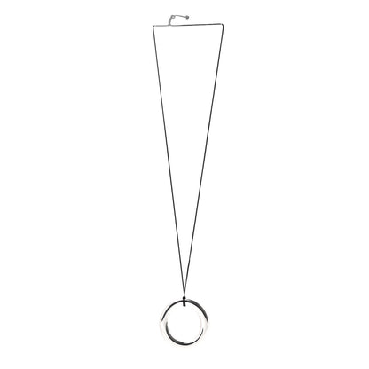 Tiffany Sterling Silver Extra Large Elsa Peretti Sevillana Pendant Cord Necklace 3 of 5