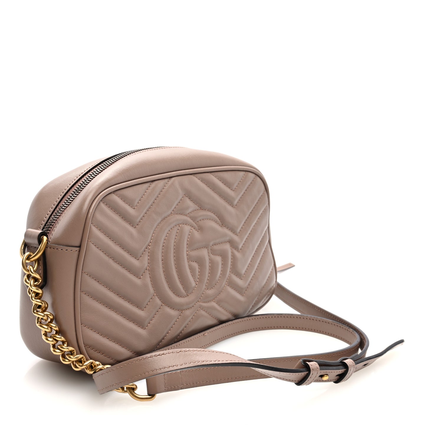 Calfskin Matelasse Small GG Marmont Chain Shoulder Bag Porcelain Rose