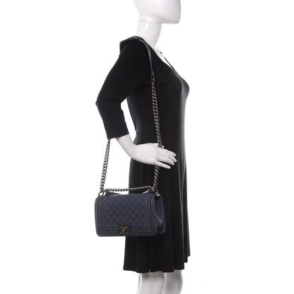 Chanel Calfskin Quilted Medium Top Handle Boy Flap Blue 2 of 11