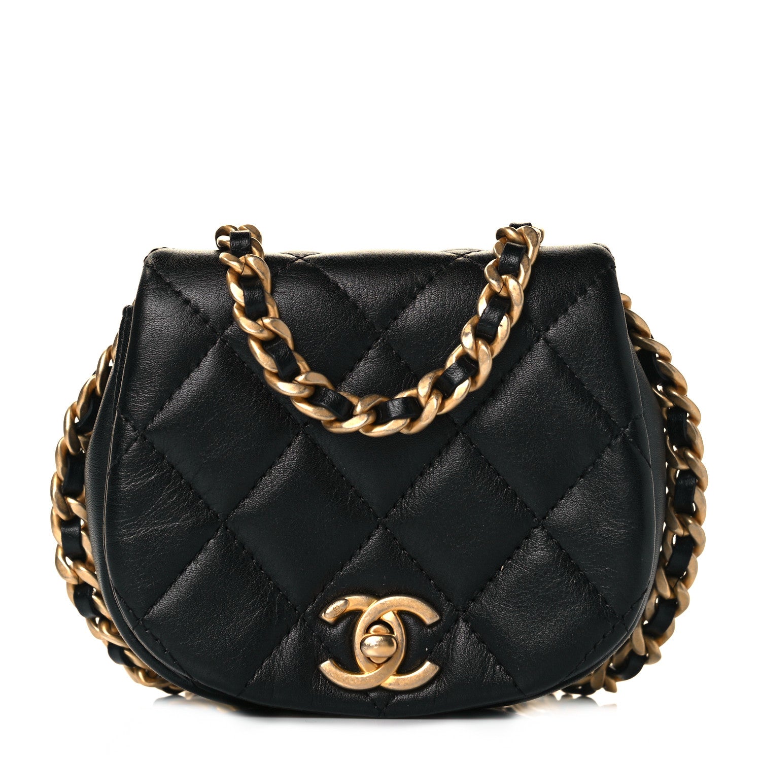 Chanel Calfskin Quilted Mini Coco Mail Clutch with Chain Black 1 of 10