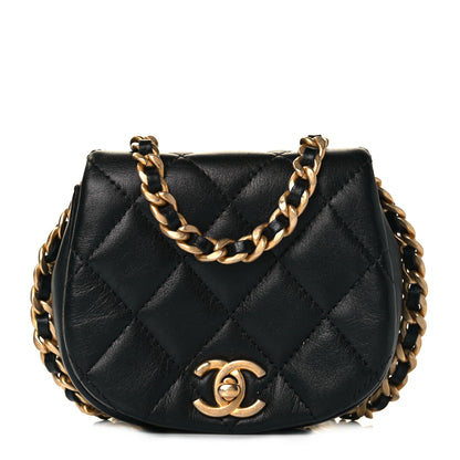 Chanel Calfskin Quilted Mini Coco Mail Clutch with Chain Black 1 of 10
