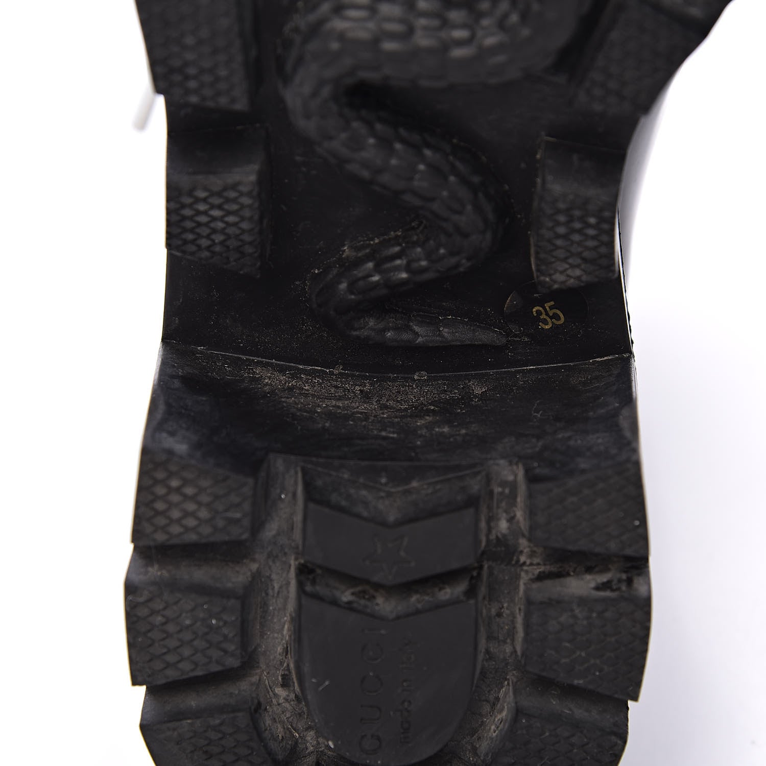 Gucci Calfskin Sylvie Web Lace Up Combat Boots 35 Black 9 of 11