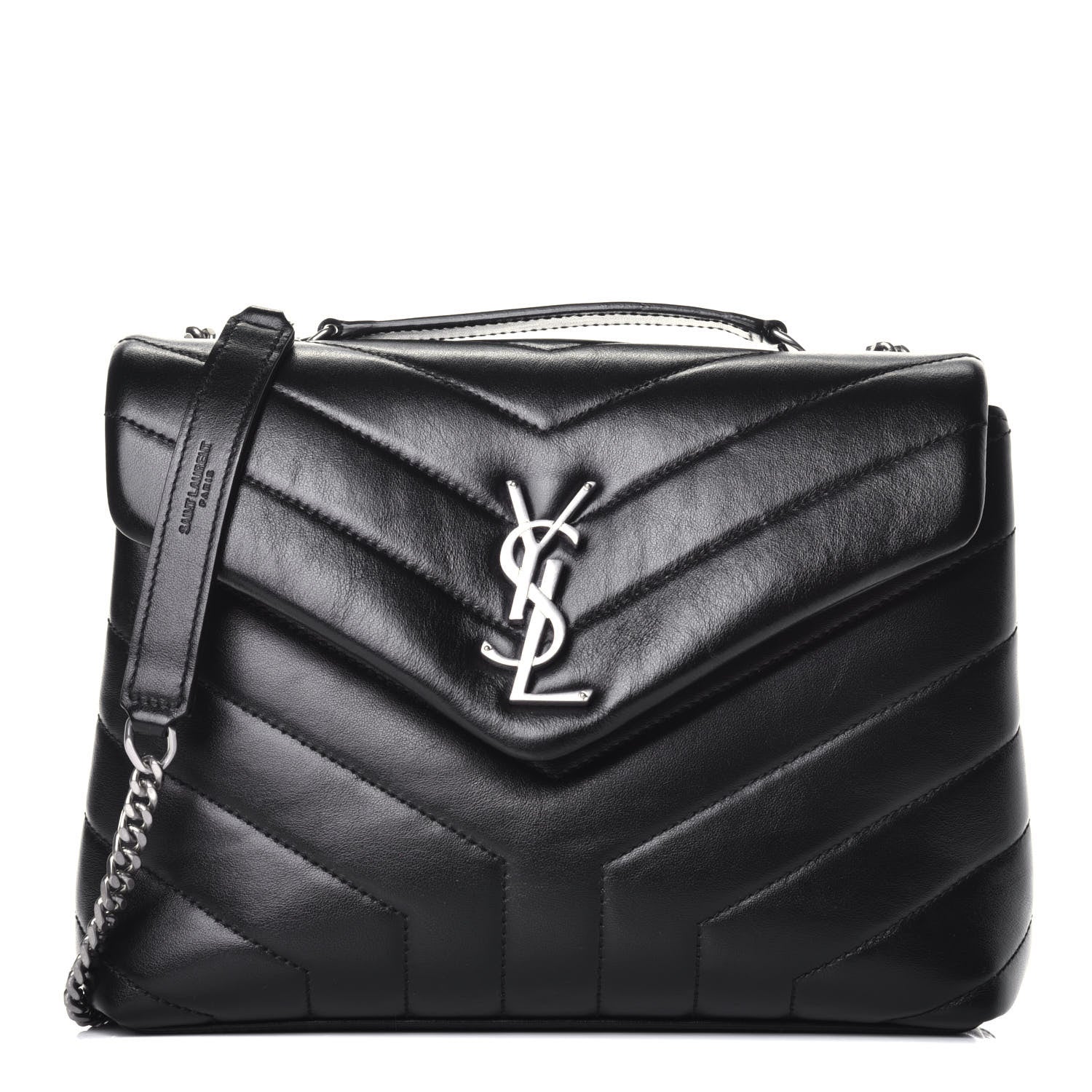 Saint Laurent Calfskin Y Quilted Monogram Small Loulou Chain Satchel Black 1 of 8