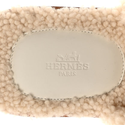Hermes Shearling Mens Izmir Sandals 41 Ecru 7 of 8