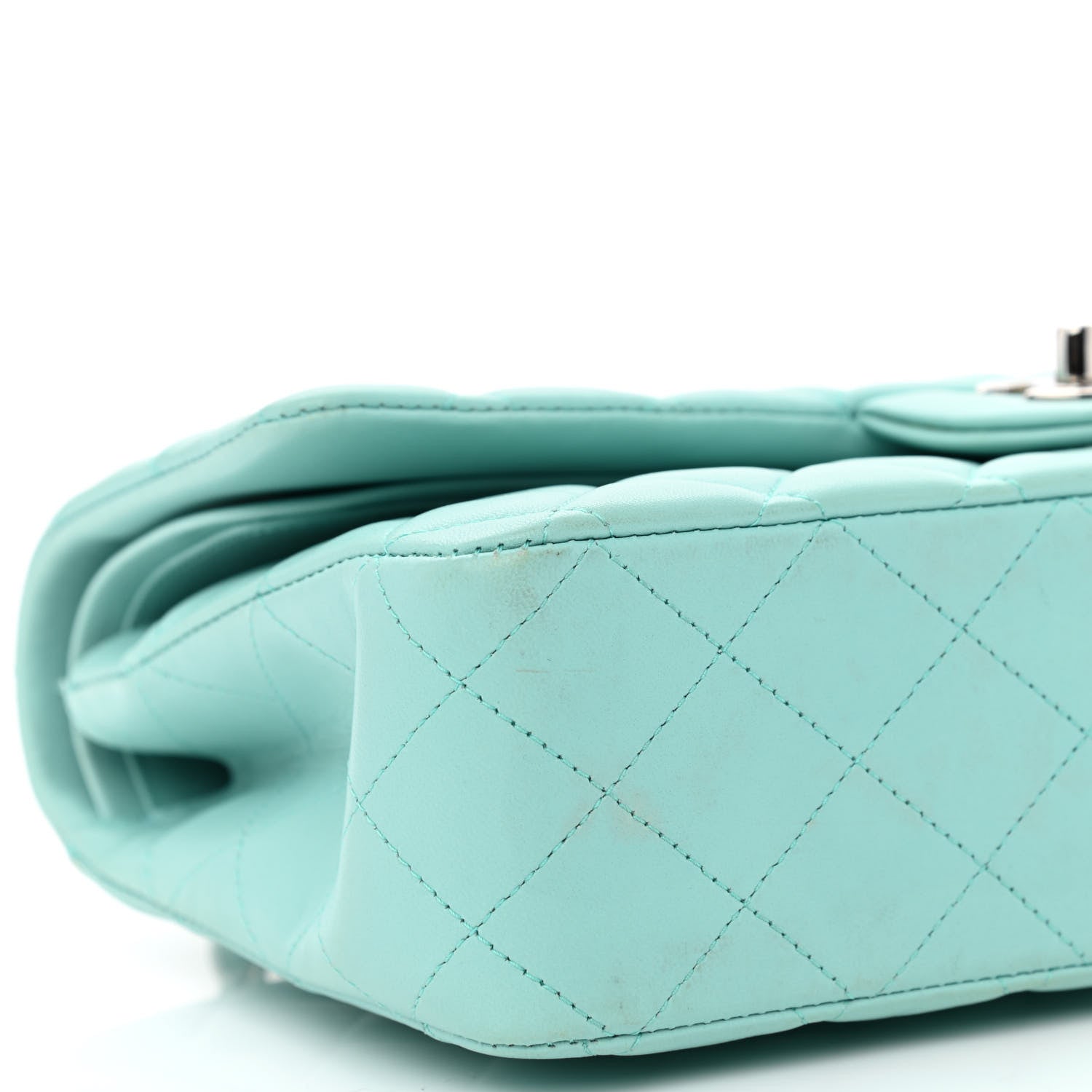 Chanel Lambskin Quilted Medium Double Flap Light Blue 8 of 11