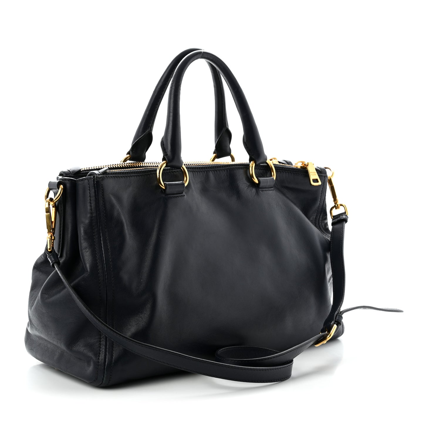 Soft Calfskin Double Zip Shoulder Bag Baltico