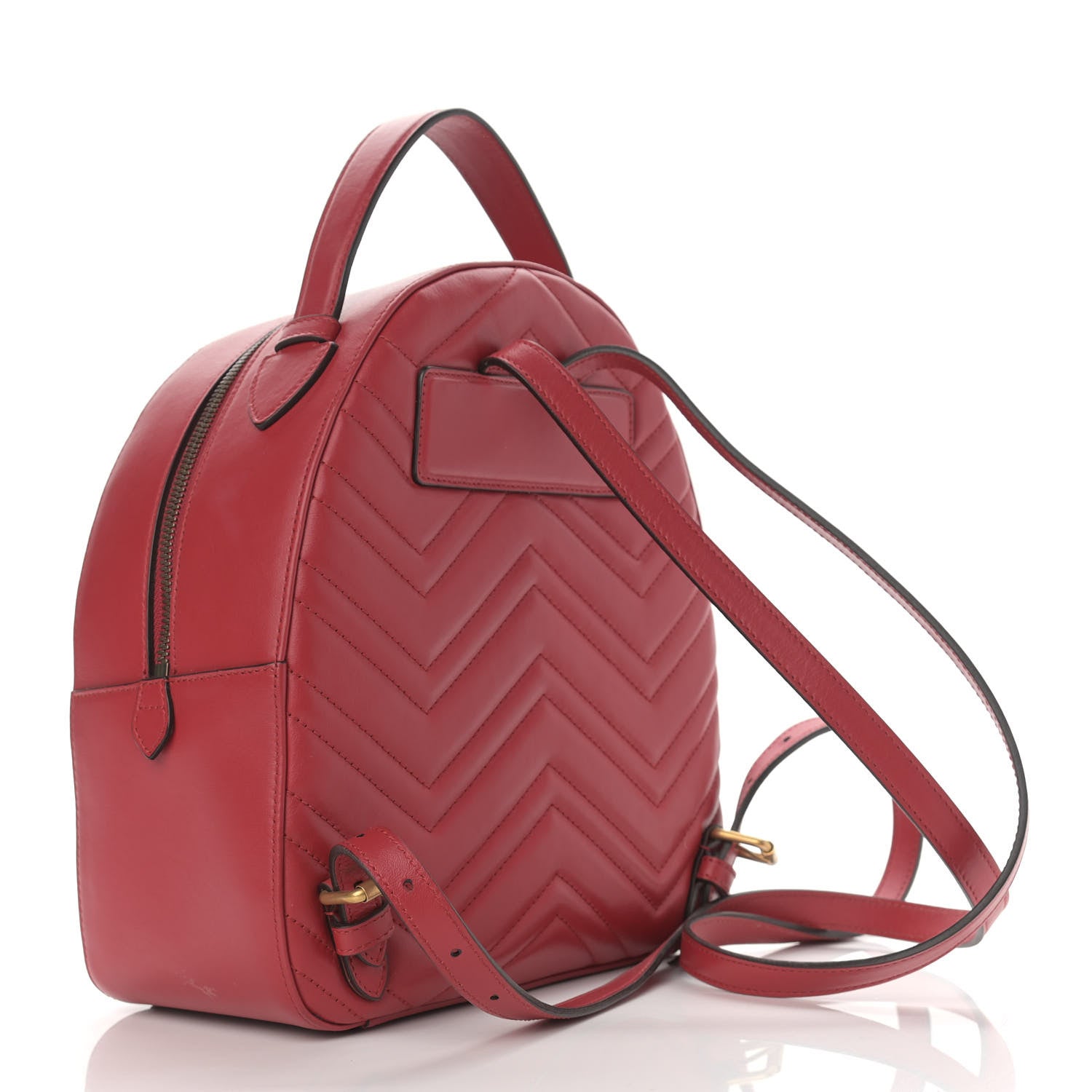 Gucci Calfskin Matelasse GG Marmont Dome Backpack Hibiscus Red 3 of 13